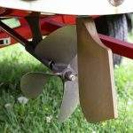 Stern drive 4 blades motor boat propeller and Steering rudder ba